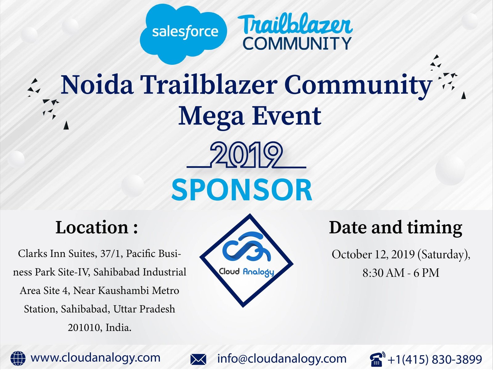 You are currently viewing Cloud Analogy Announces Sponsorship of Noida Trailblazer Community Mega Event 2019