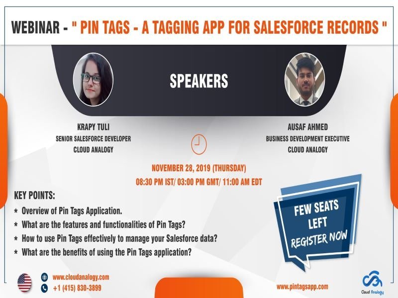 You are currently viewing Cloud Analogy Announces A Free Webinar On Pin Tags – A Tagging App for Salesforce Records